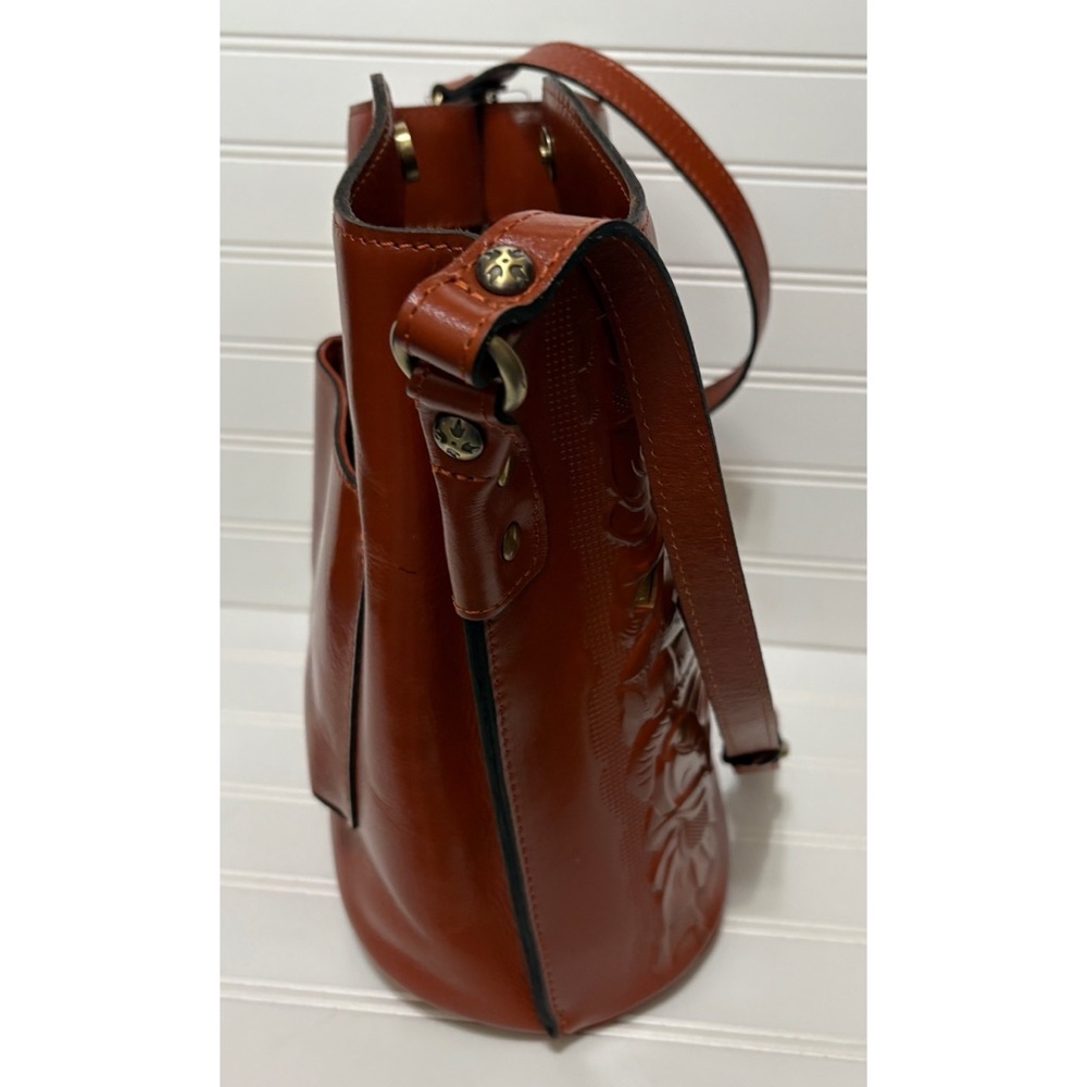 PATRICIA NASH Lavello Cut Out Brown Leather Bucket Crossbody Shoulder Bag NEW - Picture 7 of 11
